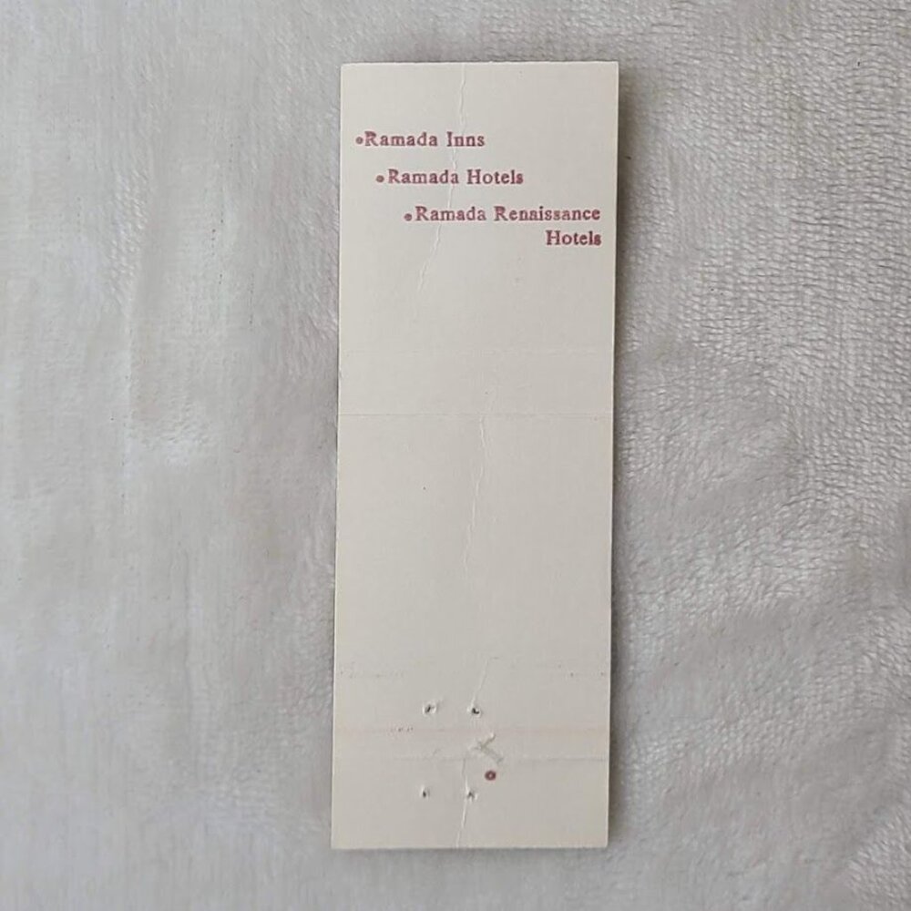 Ramada Hotel Matchbook Cover National Inns Renaissance Simple Brown on White - Picture 5 of 5